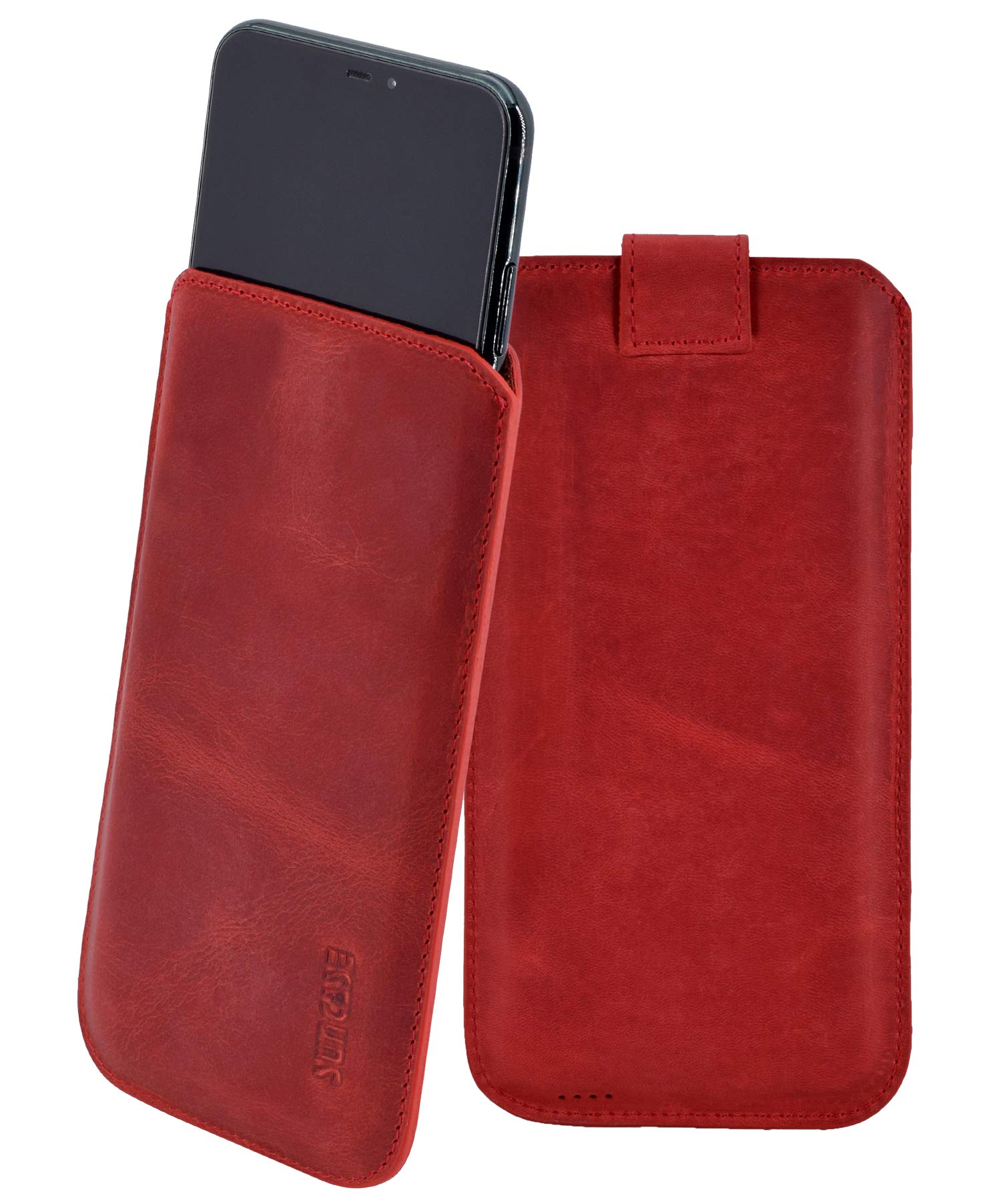 Suncase Custodia in vera pelle *Slim-Edition* compatibile con Oppo Find X3 Neo (con funzione di estrazione e chiusura magnetica), giallo senape antico