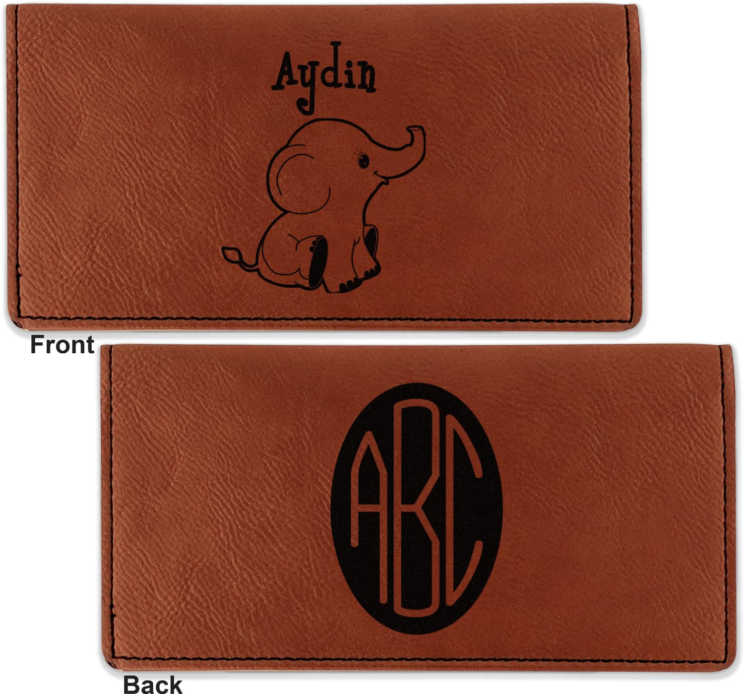 RNK Shops Personalized Safari Leatherette Checkbook Holder - Double Sided