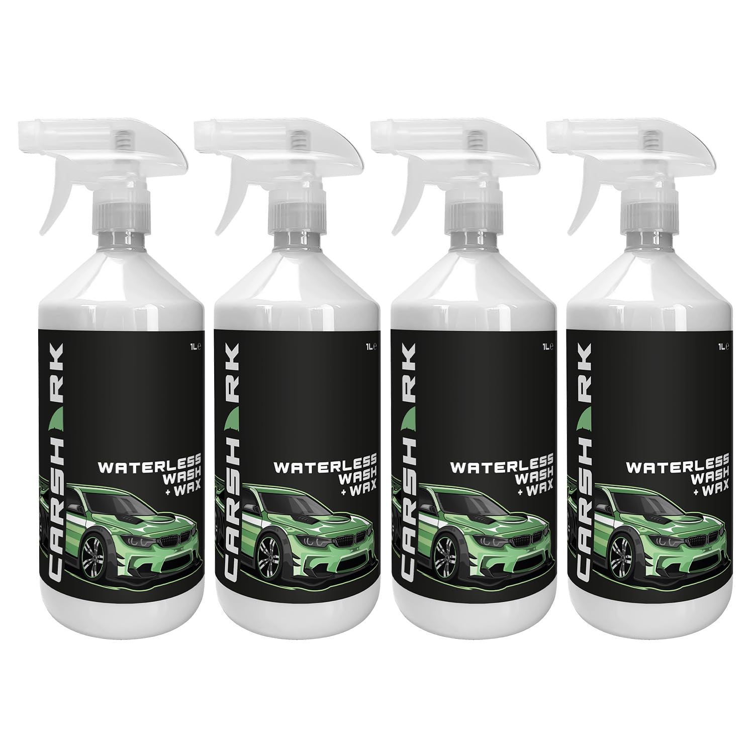 CARSHARK Waterless Wash & Wax Original 4 x 1 Litre contains Carnauba Wax (with 4 x trigger sprays)