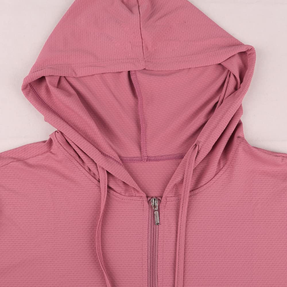 Mujeres Manga larga UPF 50 + protector solar Chaquetas deportivas Capucha Camiseta de fitness Bolsillo Yoga Cremallera completa Jacket