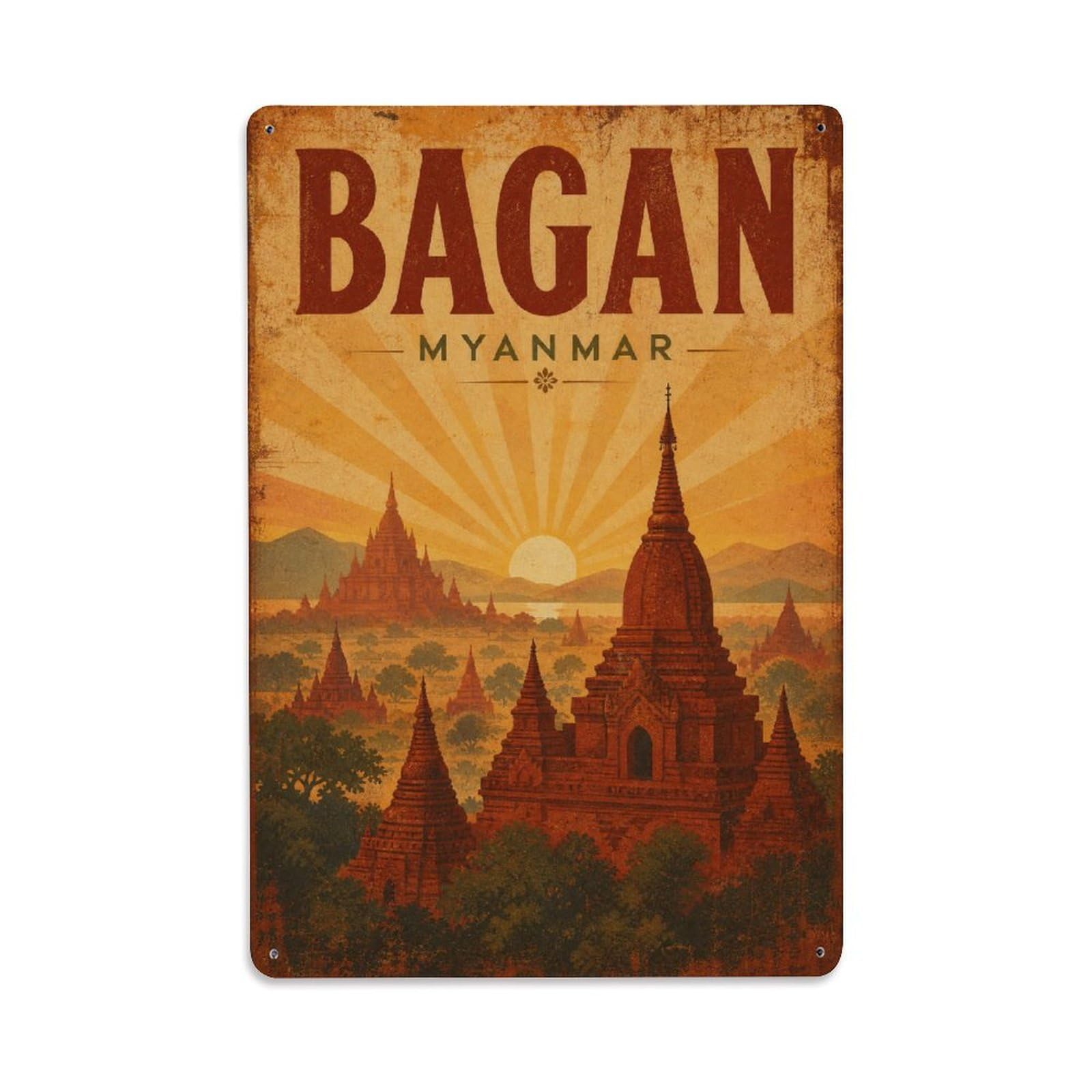 Metal Tin Sign Travel Retro Myanmar Bagan