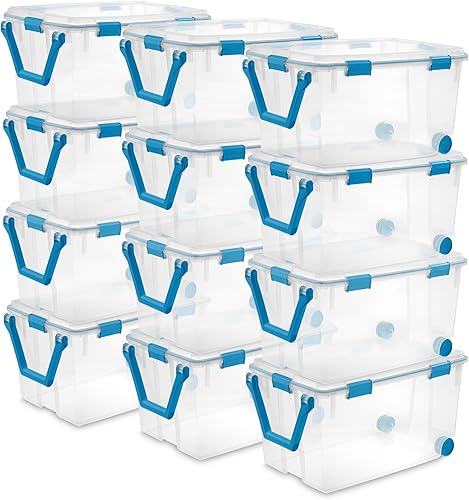 Miniatura 31 de Sterilite Paquete de 12 cajas de juntas, contenedores de almacenamiento resistentes a la intemperie con tapas de cierre, 20 cuartos de galón,