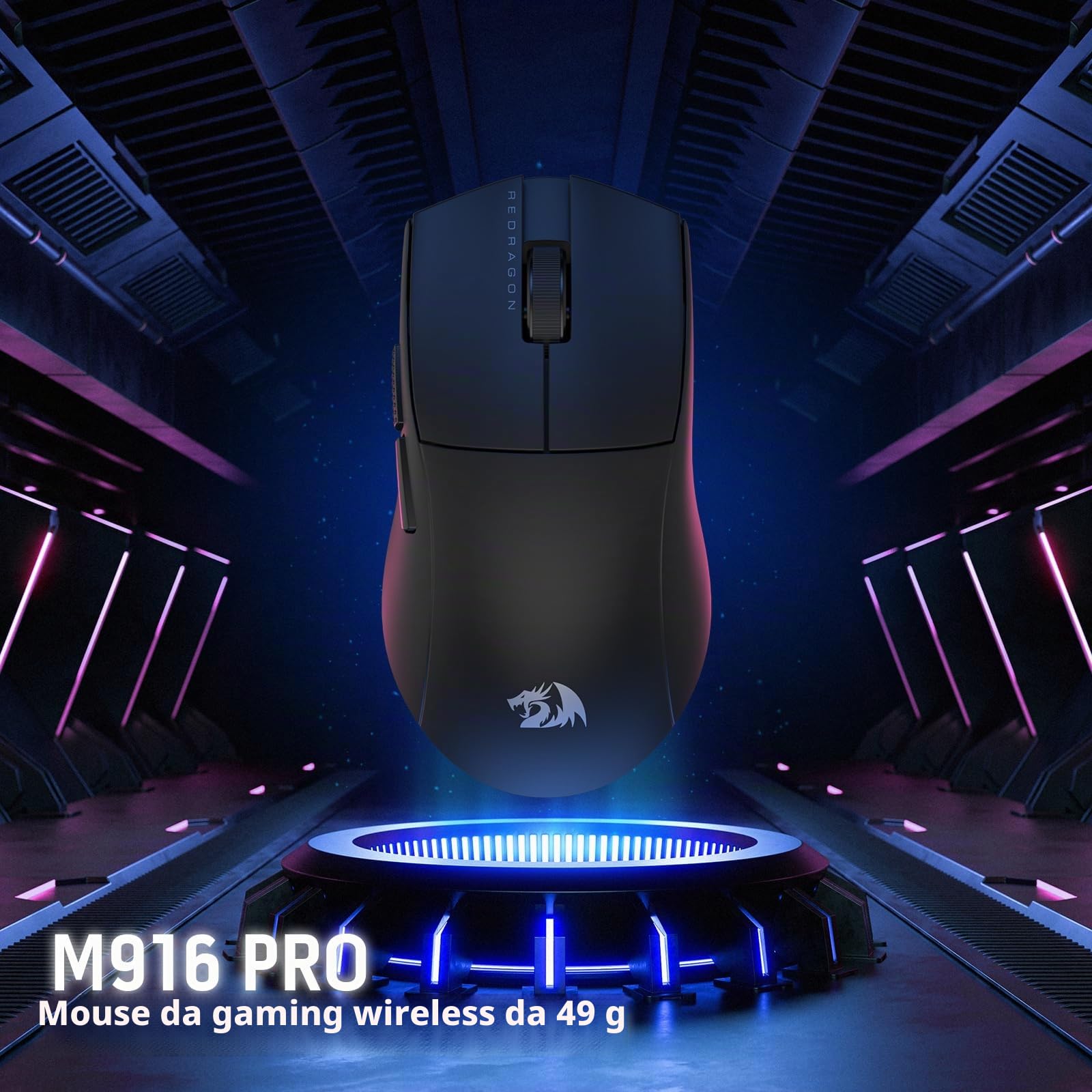Redragon M916 PRO Mouse Gaming 3 Modalità Ultra Leggero | 49g 26000 DPI polling 4K ergonomico tutti tasti macro completamente riprogrammabili
