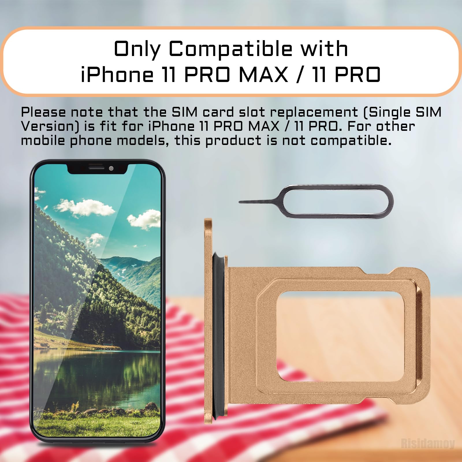 Amazon.com: Risidamoy for iPhone 11 Pro Max Gold SIM Card Tray