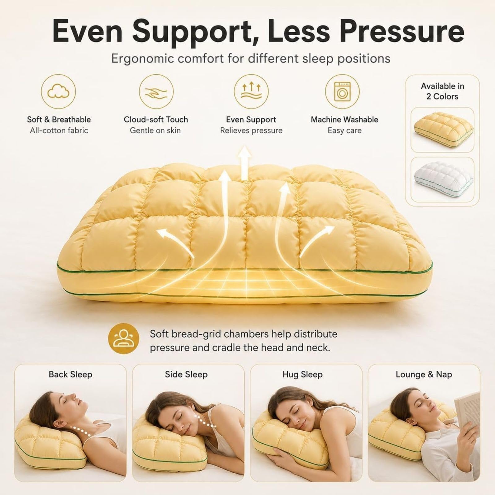 Morbido Supporto Rinfrescante Trapuntato Cuscino Rinfrescante | Cuscino Rinfrescante con Soffio Marshmallow Trapuntato da Letto Cool Touch Morbido for Adulti(Medium Pillow)