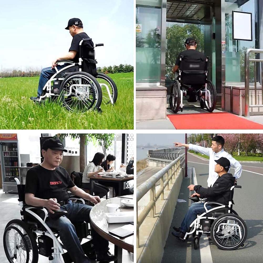 Carrozzina Elettrica Carrozzina Elettrica Pieghevole Motorizzata,Potente Carrozzina A Doppio Motore, Leggera, Solo 37Kg, Resistente, Carrozzina Elettrica Pieghevole A Doppio Motore,per Disabili Elde