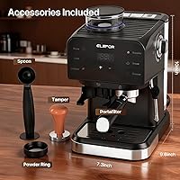 Vista 5 de Máquina de café expreso de 20 bares, cafetera con molinillo, cafetera con espumador de leche y cafetera profesional para café con leche capuchino