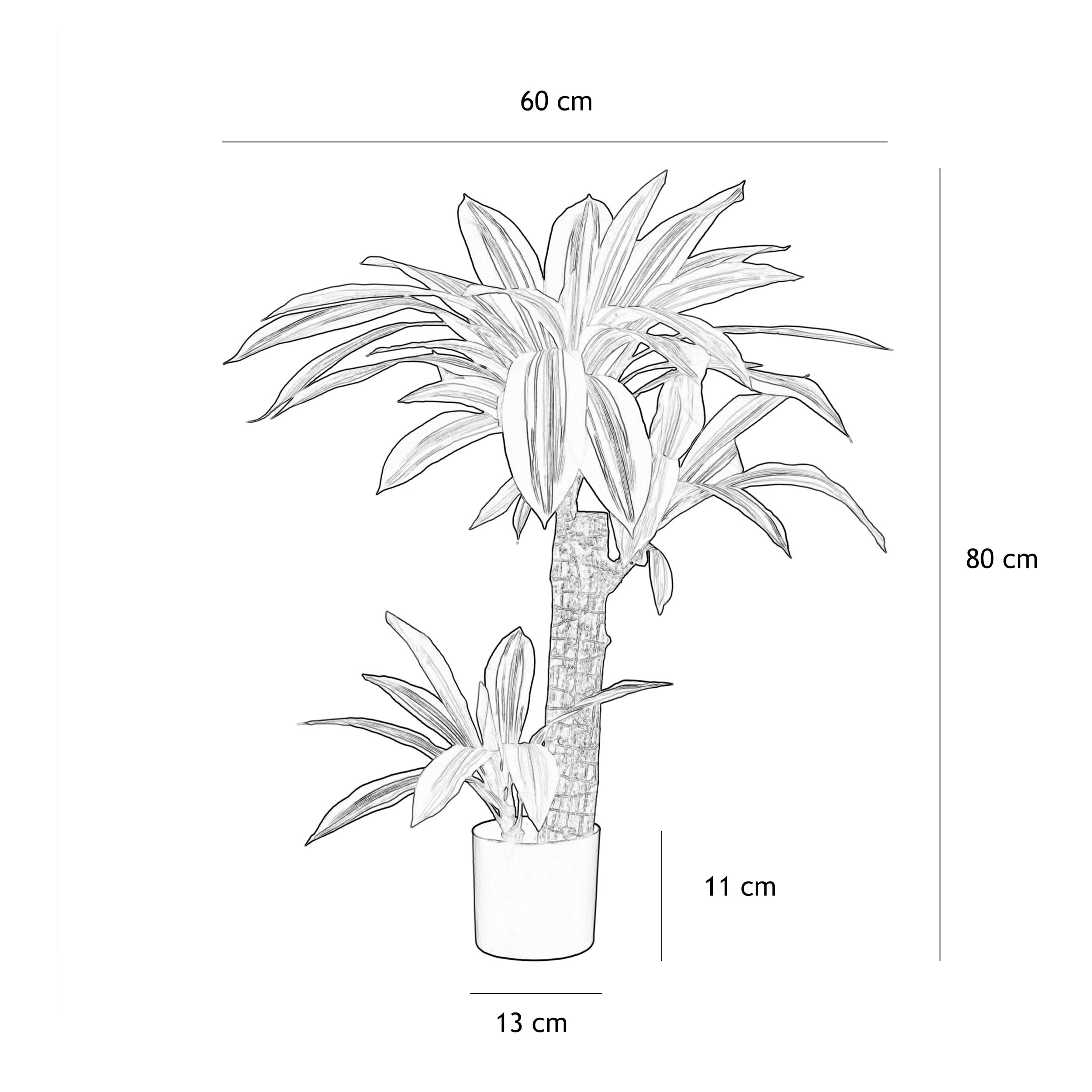 LIGNE DÉCO - Dracena Artificiel - Décoratif - Élégant - Tendance Déco - Durable - Entretien Facile - Plante Artificielle Intérieur - Plastique - 80cm