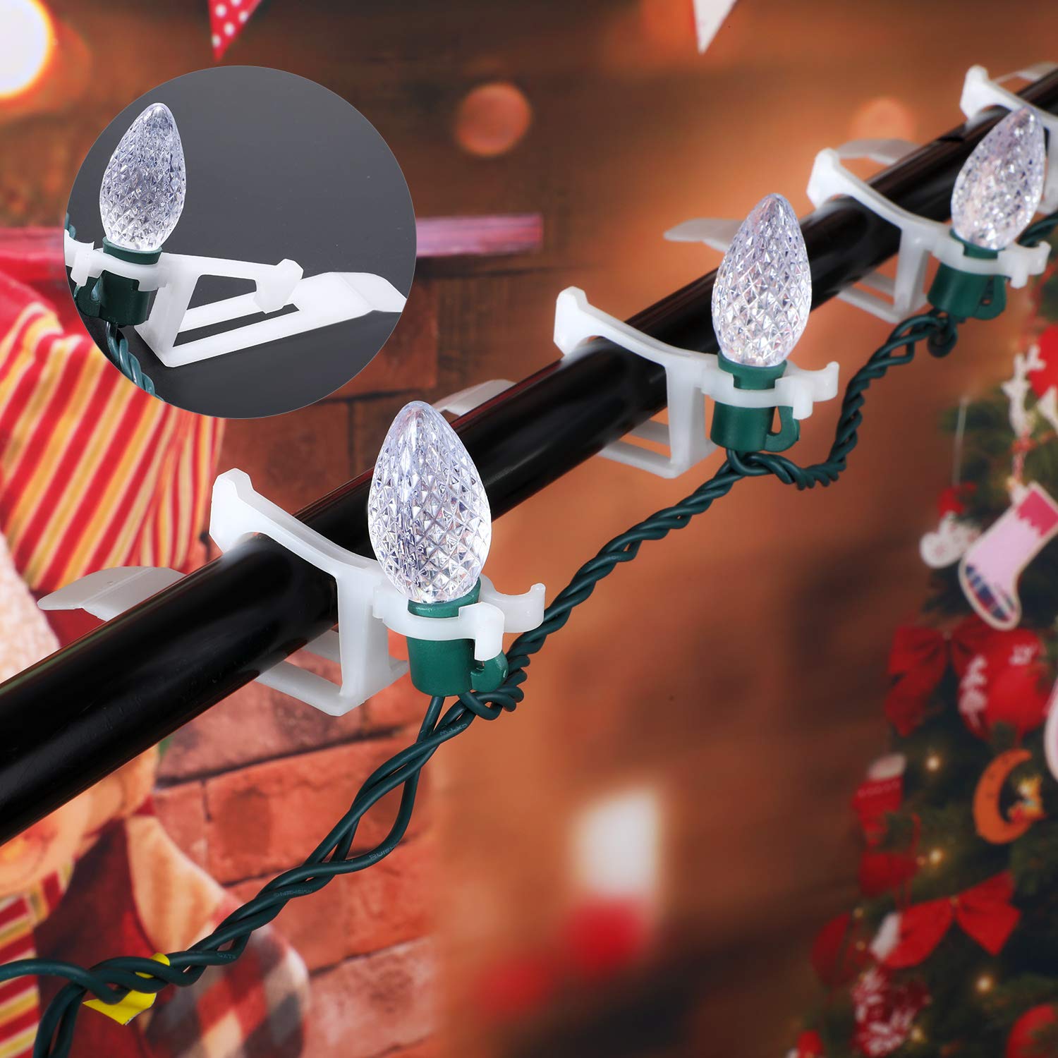 Adhesive Light Holders 50pcs Outdoor String Light Clips - No Drill Gutter Hooks With Adhesive For Patio & Christmas Lights Transparent Outdoor Light Hangers