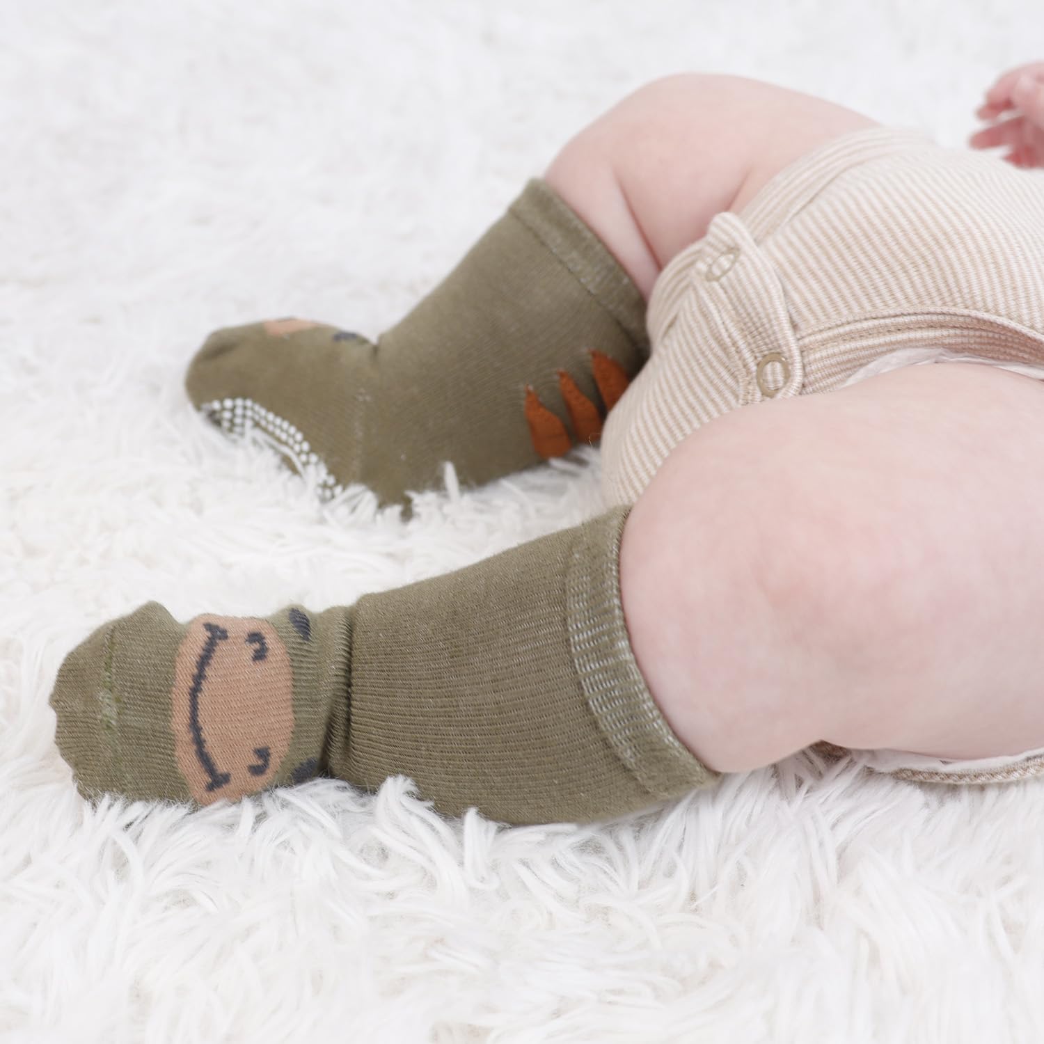 The Peanutshell Organic Baby Socks for 3-12, 12-24 Meses Baby Socks Unisex - Antideslizante 100% Algodón Baby Crew Socks - Neutral, Multicolor, 0-3 Months