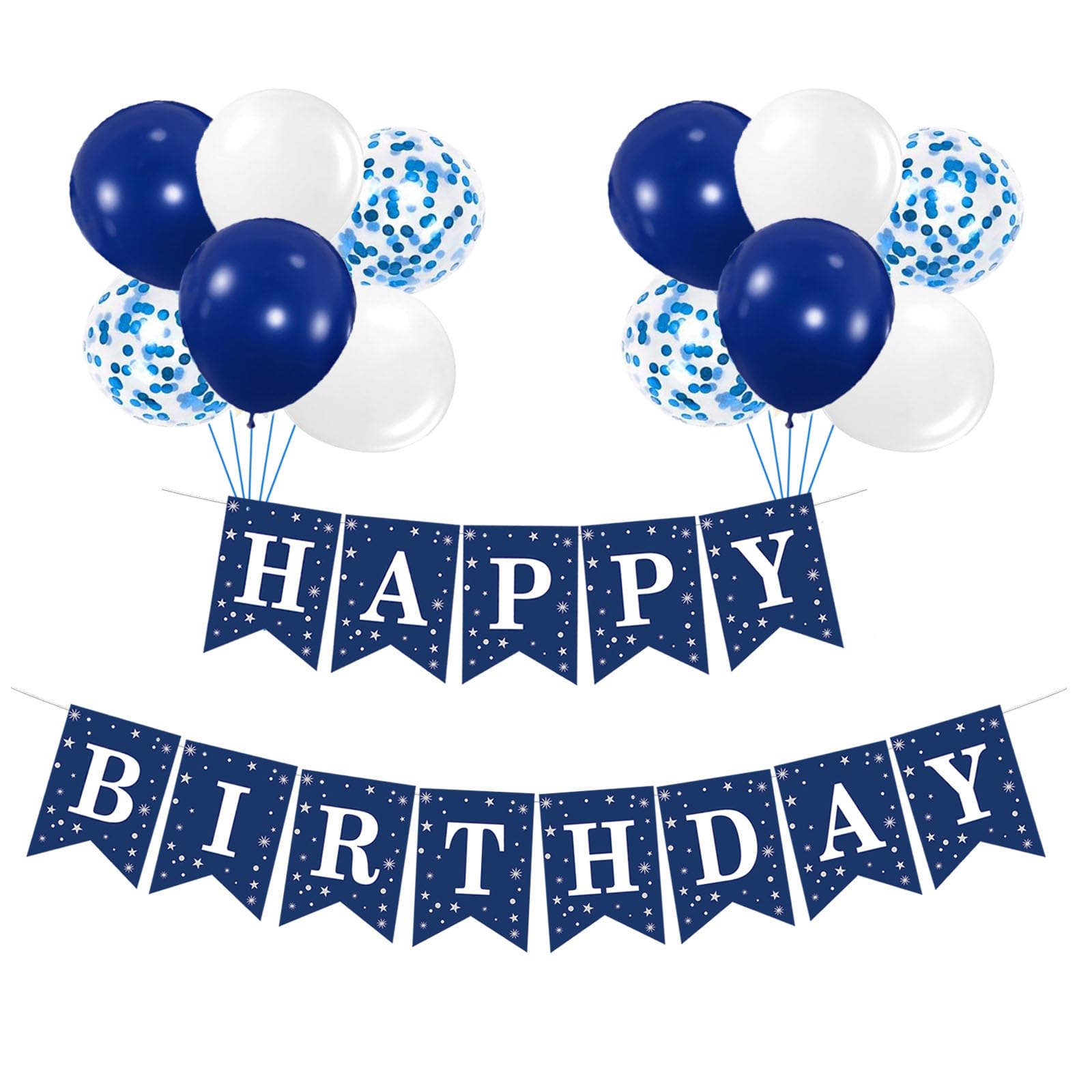 bng-bng Happy Birthday Banner Dark Blue Birthday Decoration Kit, 12 Pcs 12inch Happy Birthday Balloons for Men and Women Birthday Party Decoration Supplies