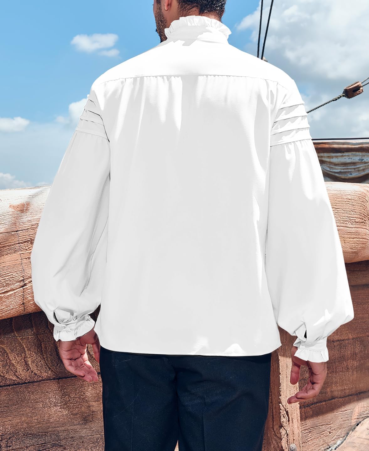 Runcati Mens Pirate Medieval Shirts Ruffle Steampunk Victorian Cosplay Costume Gothic Renaissance Shirt Viking Tops - Image 3