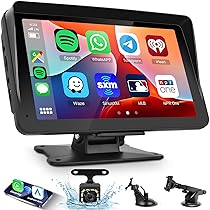 Autoradio Portatile CarPlay Display per Auto, Schermo 7 Pollici IPS Touchscreen Auto con Carplay Android Auto Senza Fili, Hodozzy Stereo Auto Monitor Car Play con Telecamera, Bluetooth, GPS, AUX, FM