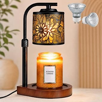 Candle Warmer Lamp with Timer & Dimmer- Electric Wax Melt Warmer with Adjustable Height for Scented Candles, Home Decor Fragrance and House Warming Birthday Gifts for Women Mom