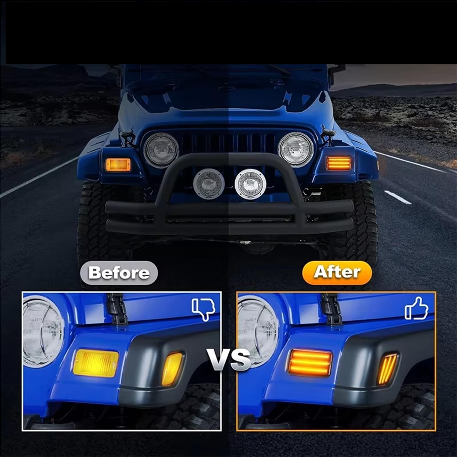 Specchietti Laterali Lampeggiatore Per Jeep Per Wrangler Per TJ 1997-2006 Indicatori Direzione Dinamici A LED Paraurti Anteriore Luci Posizione Laterali DRL Marcia