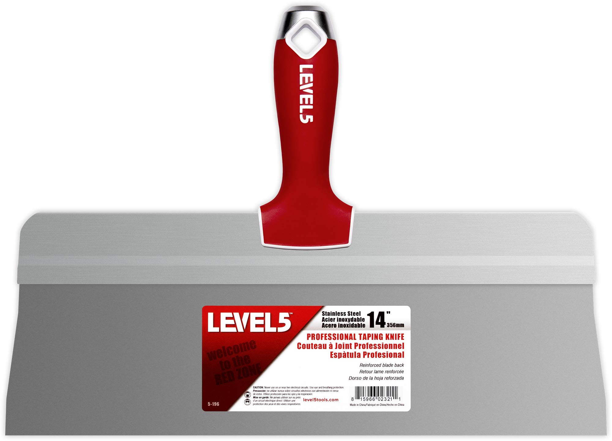 14" Big Back Taping Knife | LEVEL5 | Stainless Steel w/Soft Grip Handle | 5-196