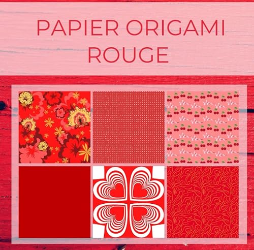 Papier Origami Rouge: Carnet papier origami rouge, scrapbooking rouge, 21x21,