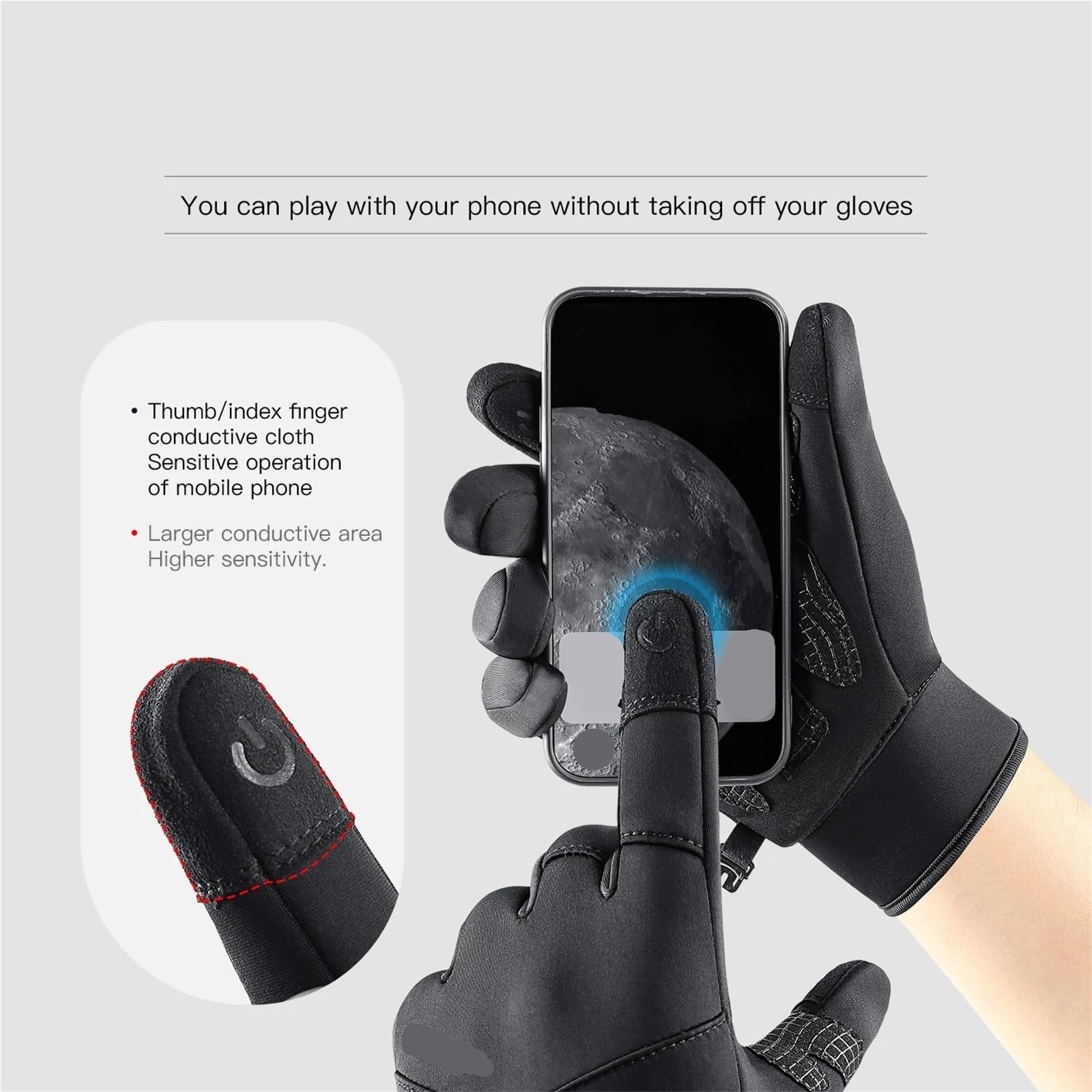Gants d'escalade 3 Paires de Gants d'hiver for Hommes et Femmes, for Cyclisme en Plein air, Escalade, Moto Chaude, Gants de Cyclisme froids, Coupe-Vent, antidérapants pour Escalade(M)