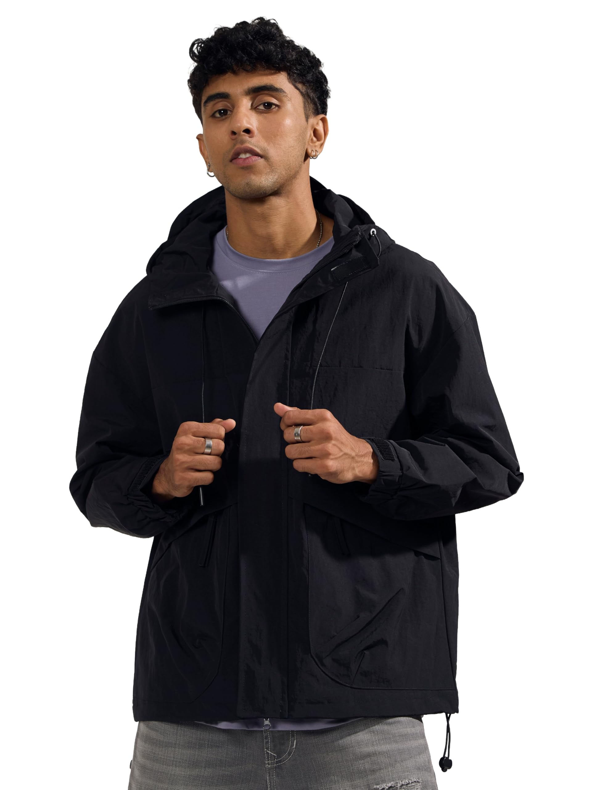 Espanshe Quiterie - Hooded Jacket - Black : Amazon.in: Clothing