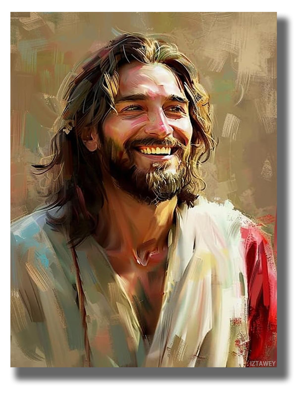 IZTAWEY Portrait of Jesus Smiling Christ Portrait of Jesus Smiling Christ Picture Jesus Art Jesus Watercolor Bible Mural Mormon Art Jesus Print