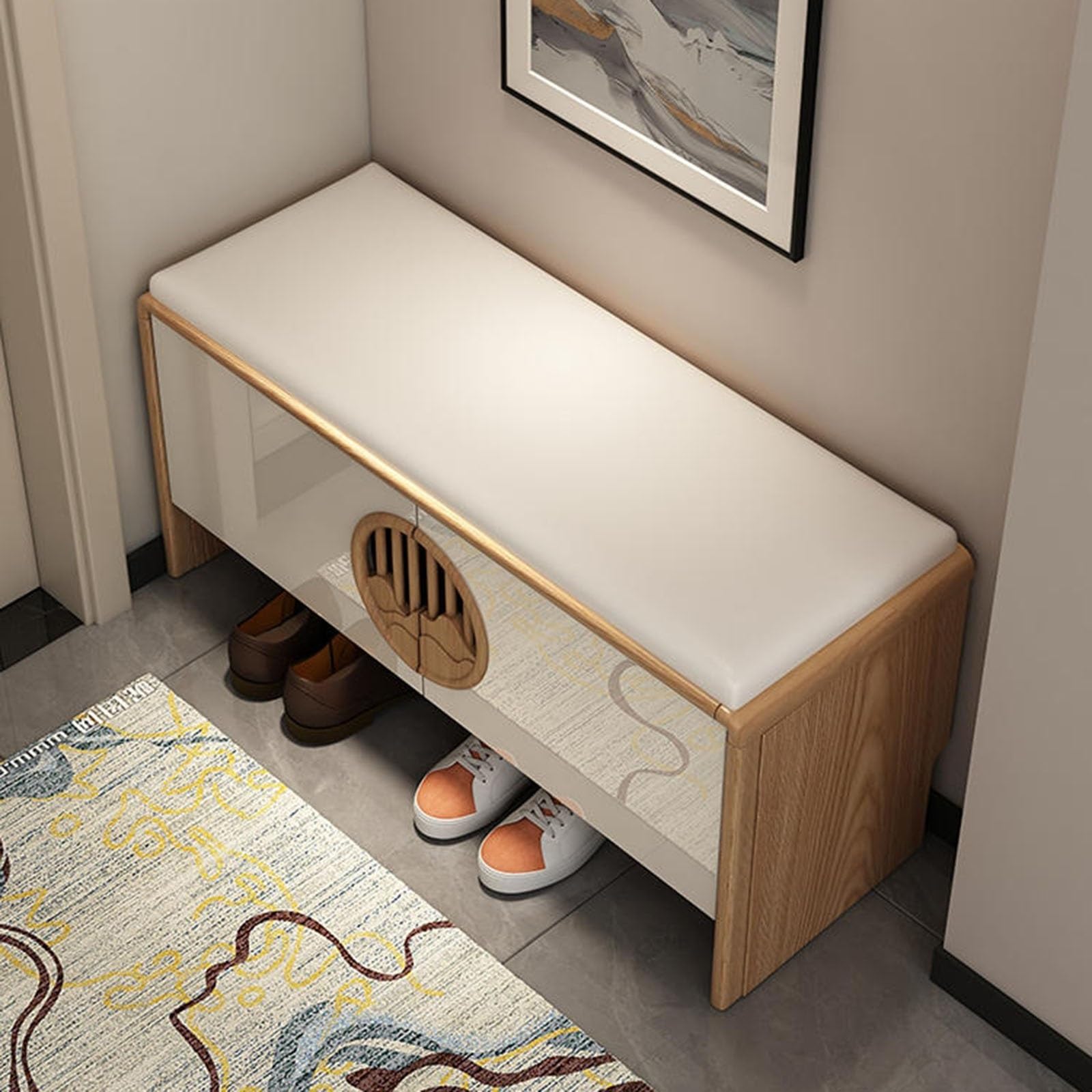 Banc de rangement à chaussures compact pour éliminer le désordre dans votre entrée familiale