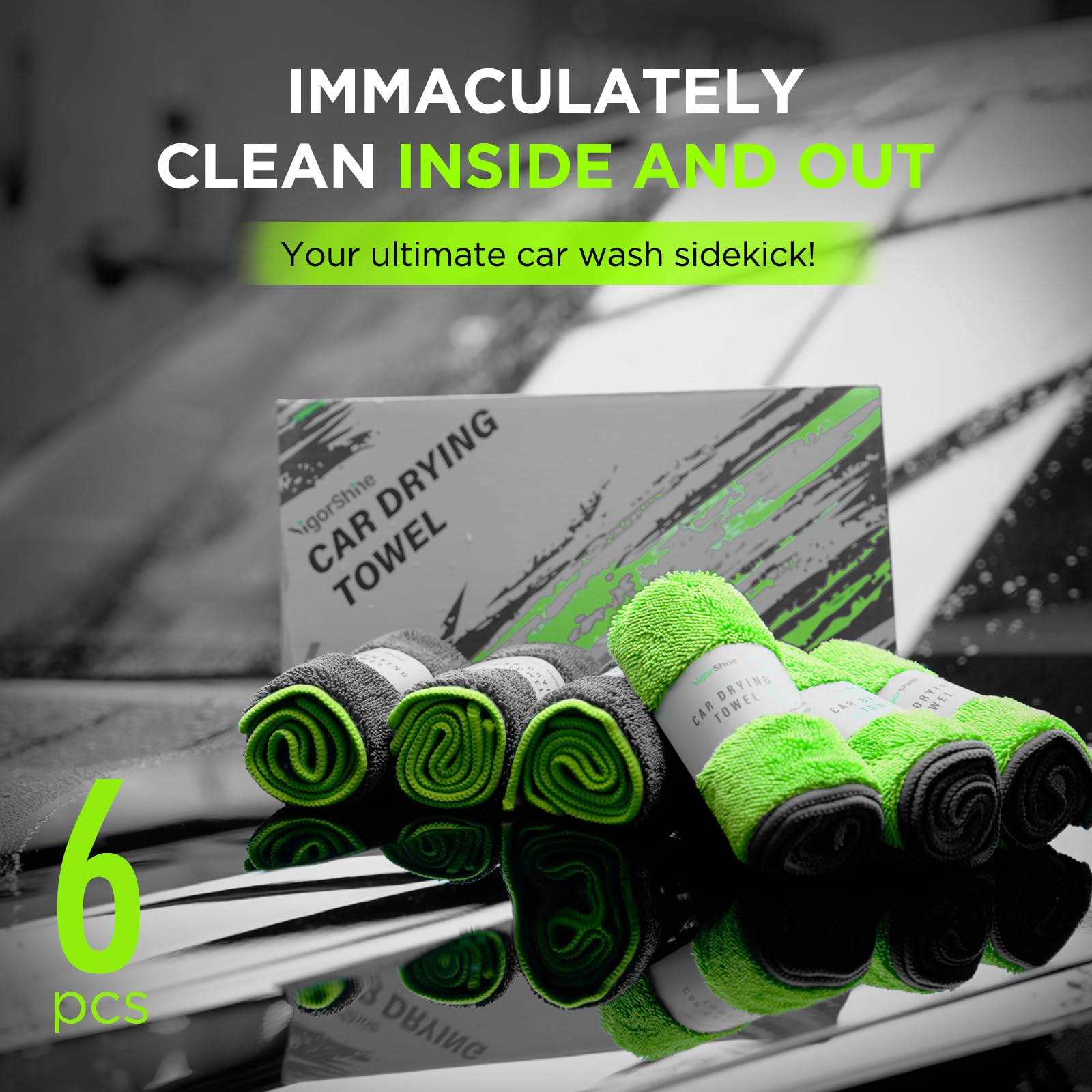 6-Pack Microfiber Towels for Cars 16 12 Ultra Absorbent and Scratch-Free Car Detailing Cleaning Cloth Trucks Home Cleaning — view 6