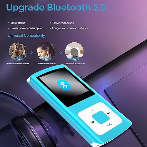 Miniatura 2 de Reproductor MP3 reproductores MP3 con Bluetooth reproductor de música Frehovy con tarjeta SD de memoria de 16 GB con reproducción de