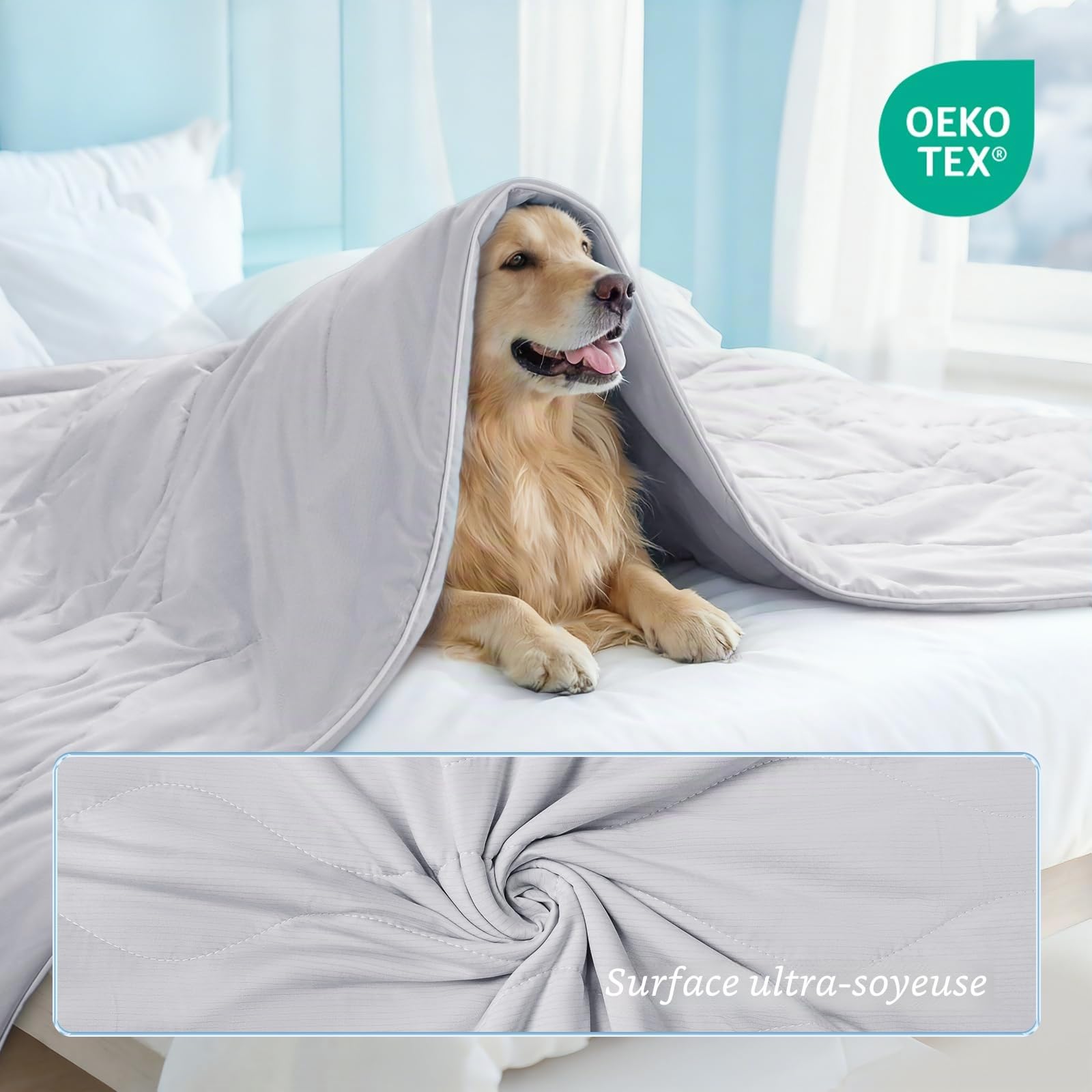 luciphia Couverture rafraîchissante pour Chiens Q-Max>0,5,Plaid réfrigérant Lavable en Machine pour Chien et aux Chats,Convient aux canapés,aux Lits et aux Lits pour Chiens Gris Clair 64 * 89cm
