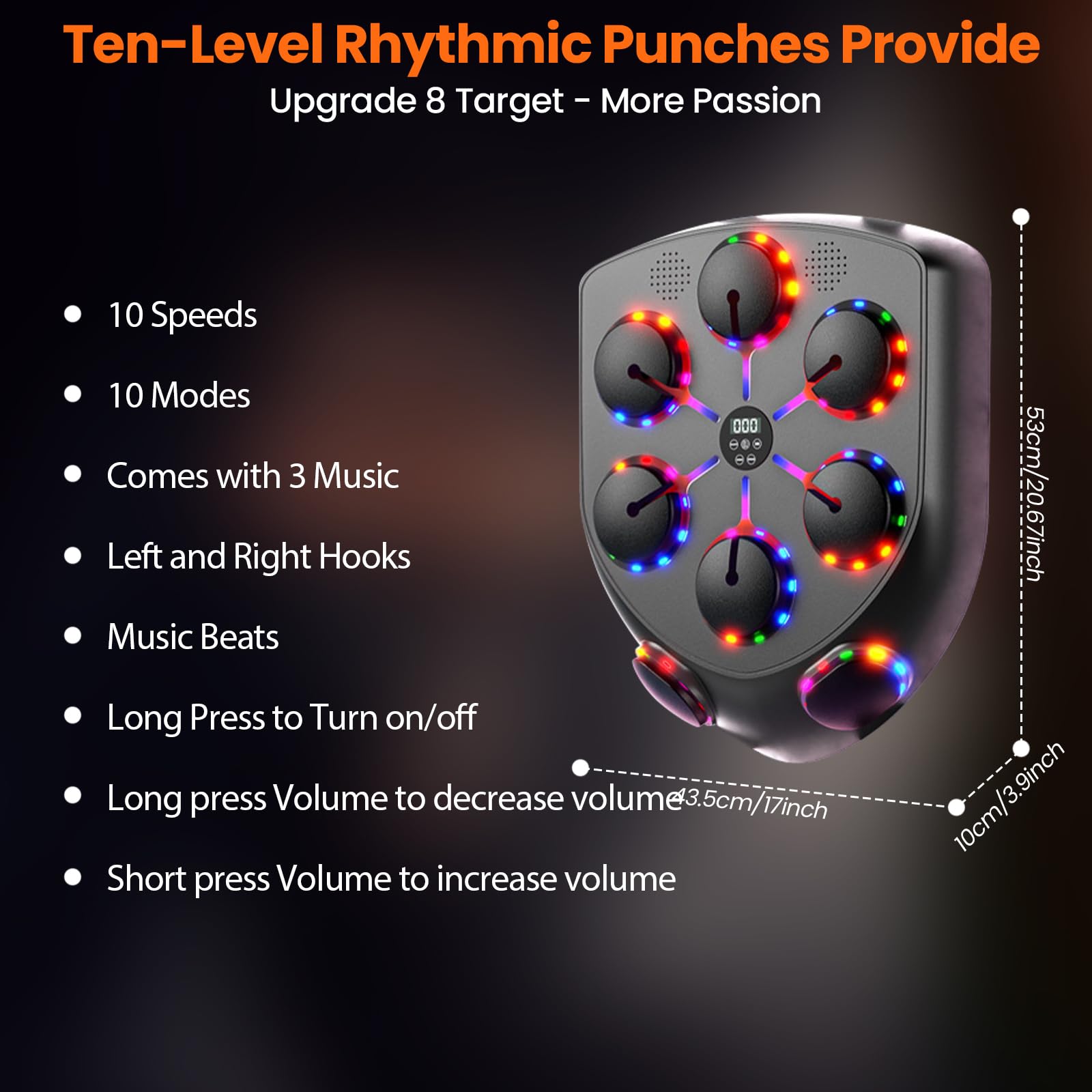 Ark miido Máquina de Boxeo Música Adulto, Music Boxing Machine Bluetooth con Guantes Boxeo para Adulto, 9 Modos de Velocidad Boxeador de Pared Musical para Entrenamiento de Boxeo Familiar