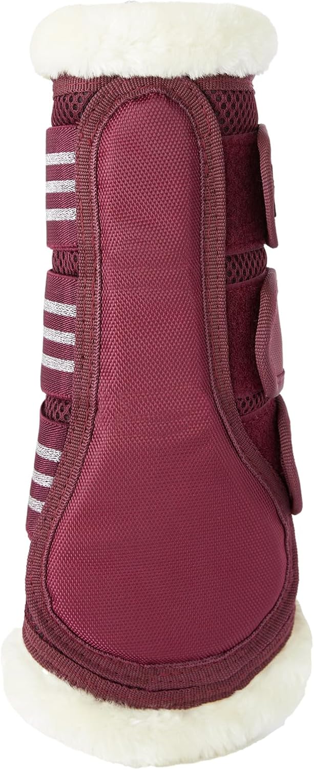 HORZE Lincoln Faux Fur Brushing Boots - Merlot - L