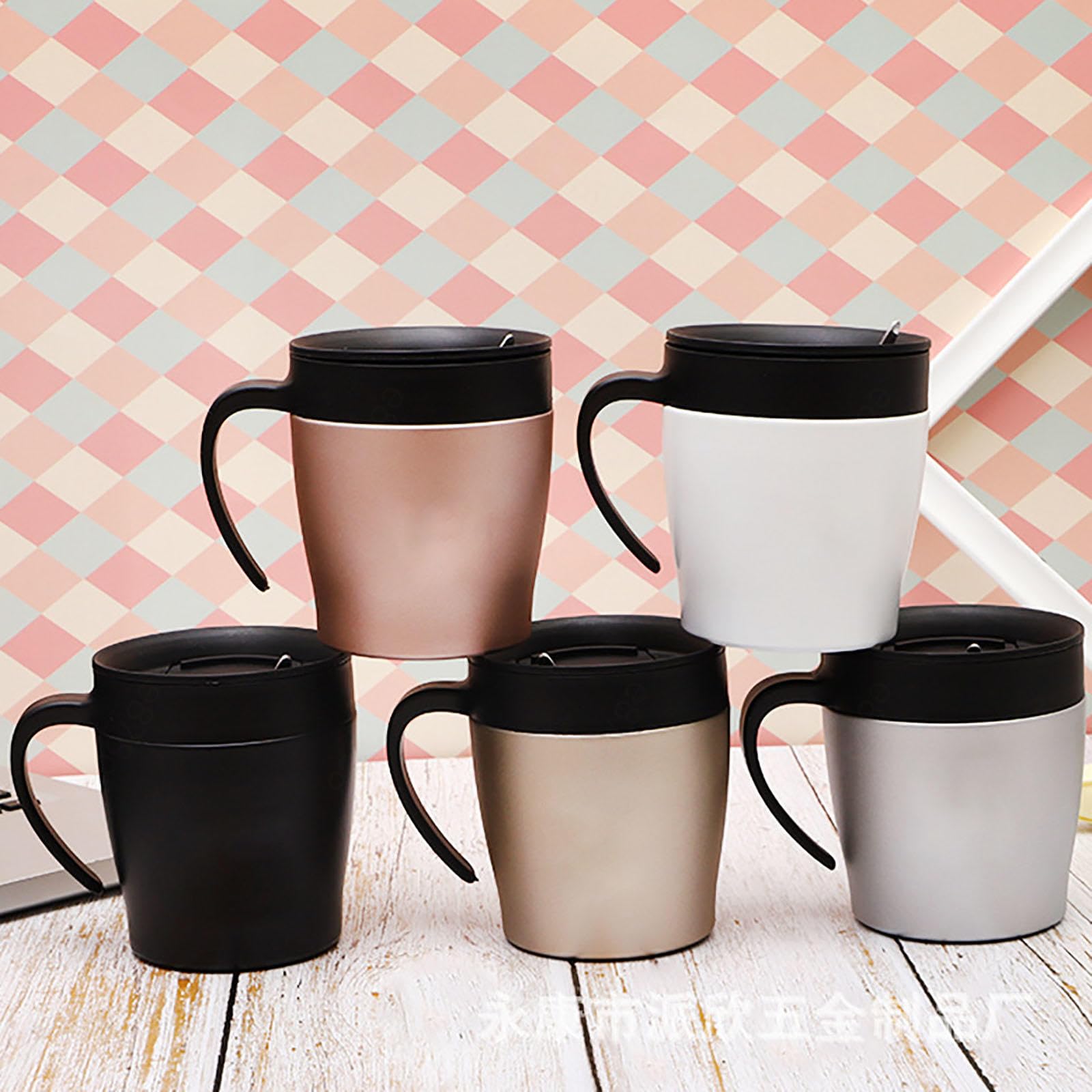 350 Ml Isolierter Kaffeebechergriff, Doppelwandiger Edelstahl-thermobecher Kalte Heiße Getränke, Pulverbeschichteter Campingbecher Büro Außenbereich,D
