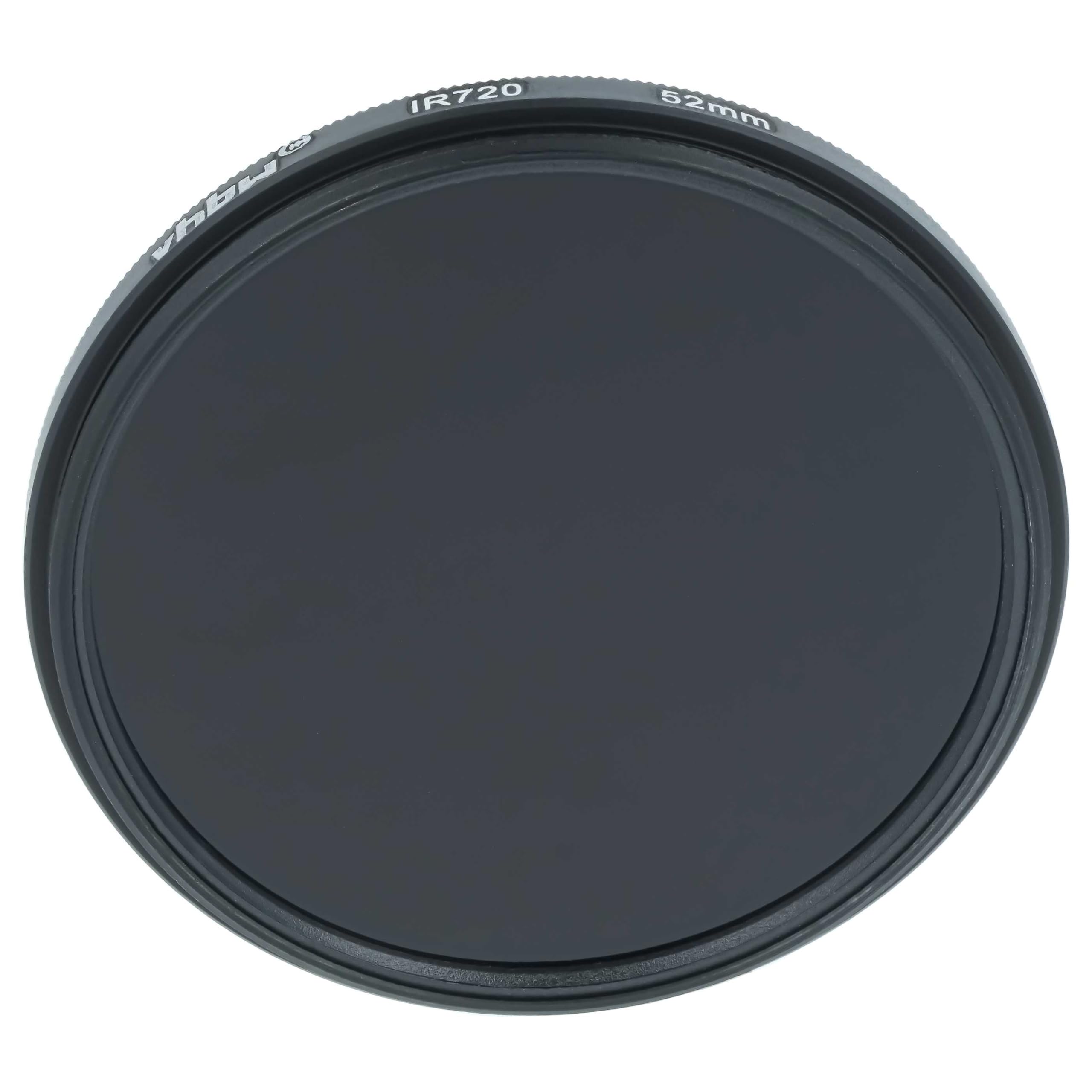 vhbw Universal Infrarot Filter 720nm für kompatibel mit Kamera Objektiven mit 52mm Filtergewinde - Zirkularer IR-Filter, Schwarz
