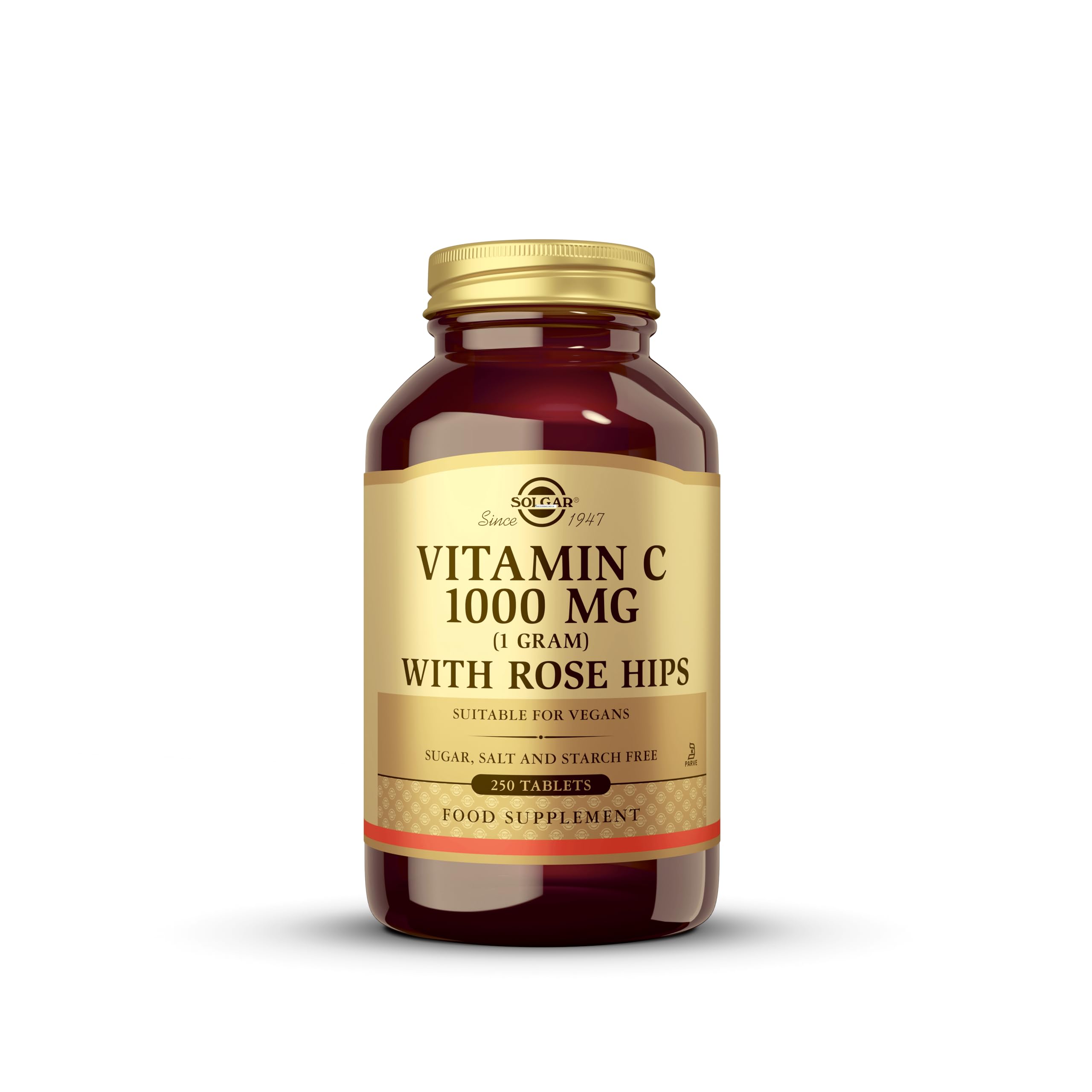 Solgar Vitamin C 1000 mg with Rose Hips, 250 Tablets - Antioxidant Unflavored 250 Count (Pack of 1)