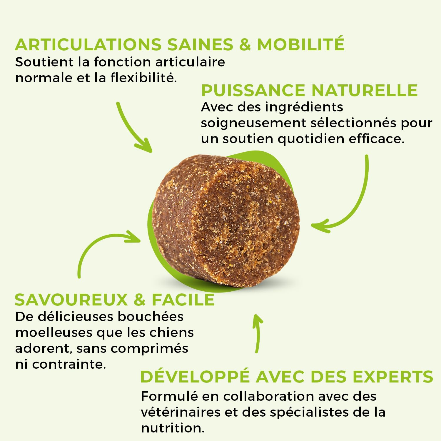 SwissVet Articulation Chien - 60 Friandises Glucosamine, Chondroïtine, MSM & Collagène - Soutien Mobilité, Arthrose & Douleurs - Vitamines C & E - pour Vieux Chiens & Chiots - Poil & Articulations