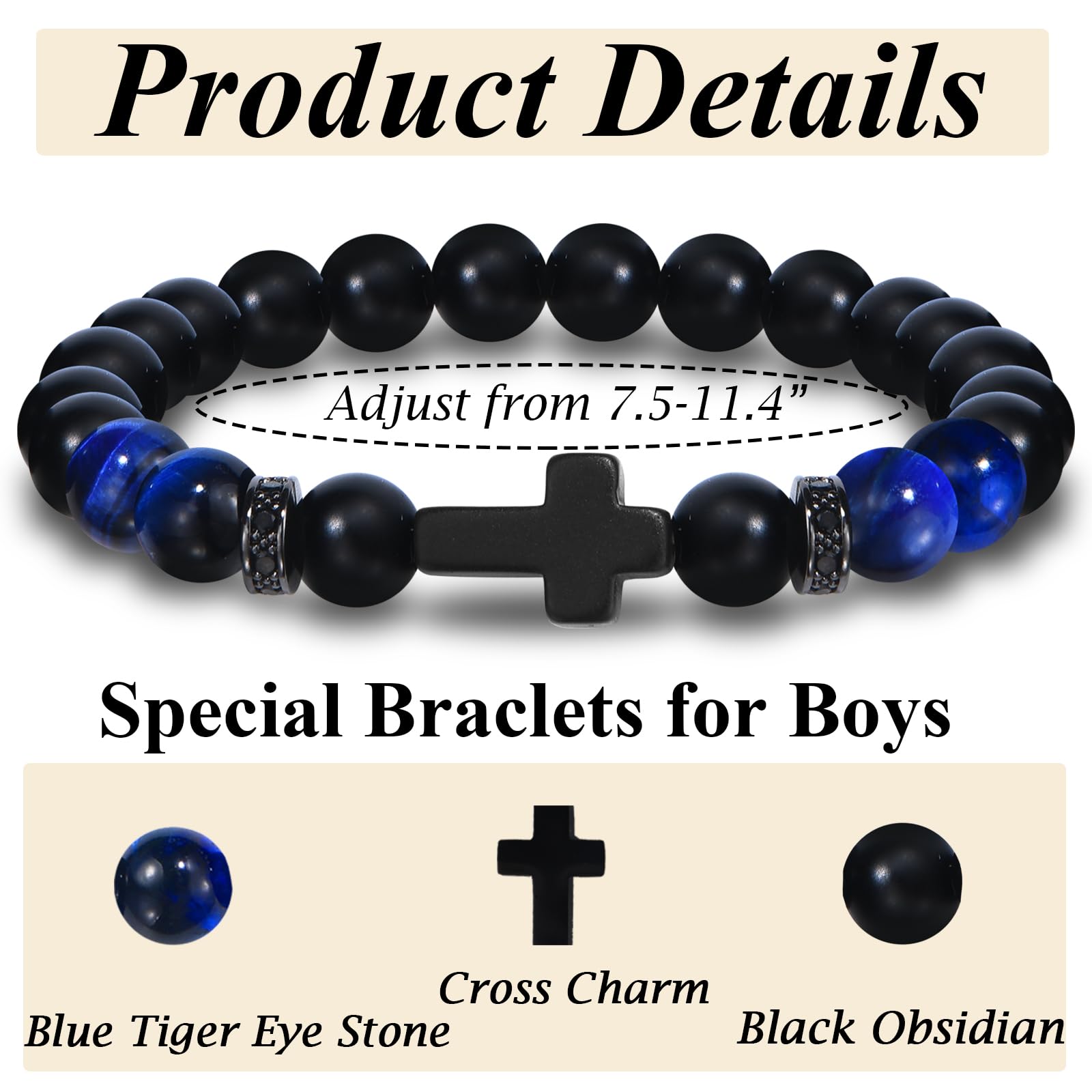 Teen Boy Gifts Cross Bracelet Confirmation First Communion Baptism Gifts for Teenager Christian Easter Boy Jewelry
