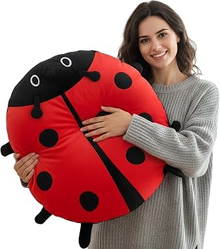 Wearable Pillow Ladybug Plush Costume, 39-Inch Giant Ladybug Stuffed Animal with Soft Plush Pillow for Kids and Adults