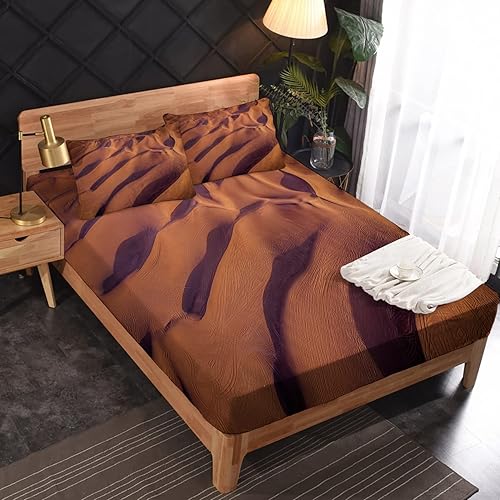 Miniatura 3 de The Mountains Sheets - Juego de sábanas y fundas de almohada de 4 piezas con patrón de paisaje de la naturaleza del desierto, sábana bajera de