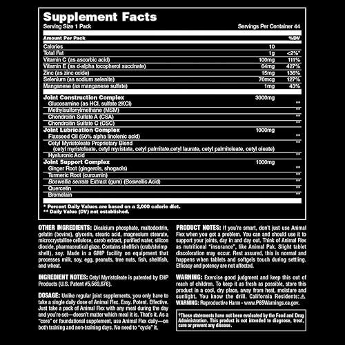 Miniatura 6 de Animal Pak - Práctico paquete de vitaminas y suplementos todo en uno - Zinc y Flex - Suplemento completo de apoyo para las articulaciones - Contiene