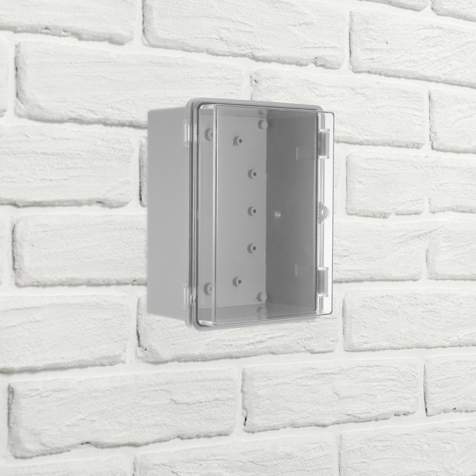 Scatola di Giunzione Elettrica Stagna in Plastico 220x170x110 | Cassetta Derivazione per Esterno, Coperchio a Cerniera, Piastre di Montaggio Incluse, Design Industriale