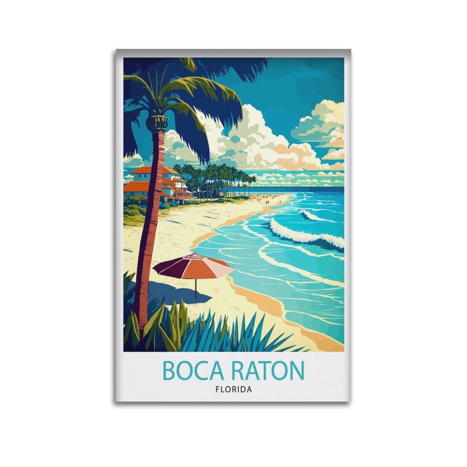 xiaoxiaoshen Boca Raton Florida Travel Gift for D Canvas Poster Wall Art Prints Room Aesthetic Murals Bedroom And Living Decorations 24x36inch(60x90cm)
