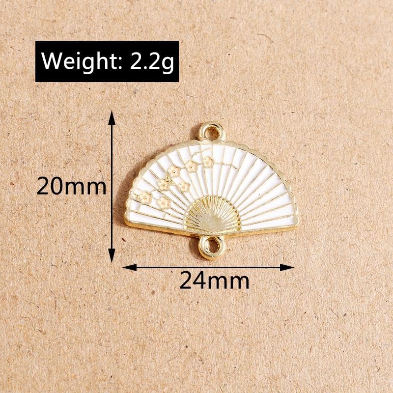 MOCHAMIK 10 sztuk 24x20mm Śliczny wentylator ze stopu do robienia bransoletek Naszyjniki Akcesoria rzemieślnicze