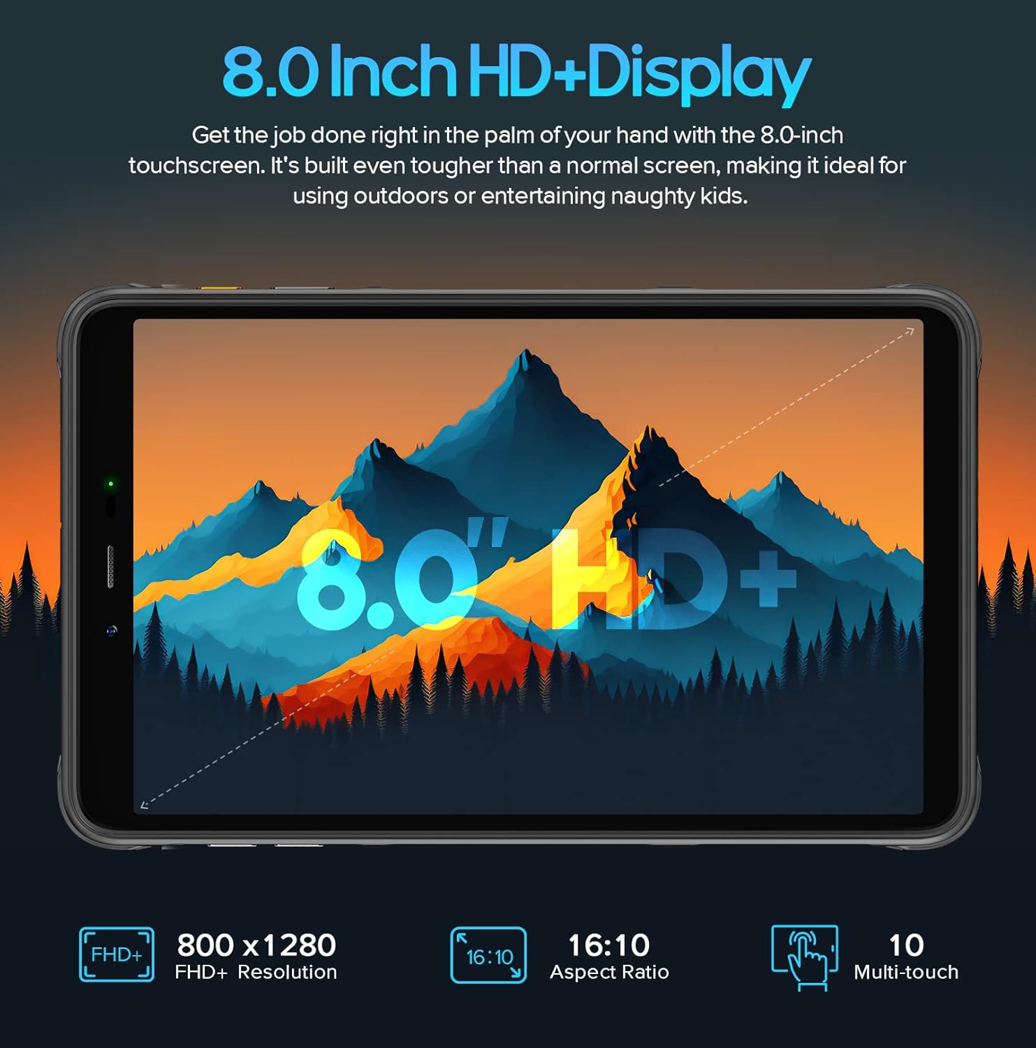 Ulefone Armor Pad Tablet 8 Pollici, Android 12, 7650mAh, Octa-Core 64GB/SD-256GB Rugged Tablet PC, 13MP+5MP, Tablet Impermeabile IP68/69K, Dual SIM 4G Sblocco delle Impronte/Face ID OTG/GPS/5G-WiFi