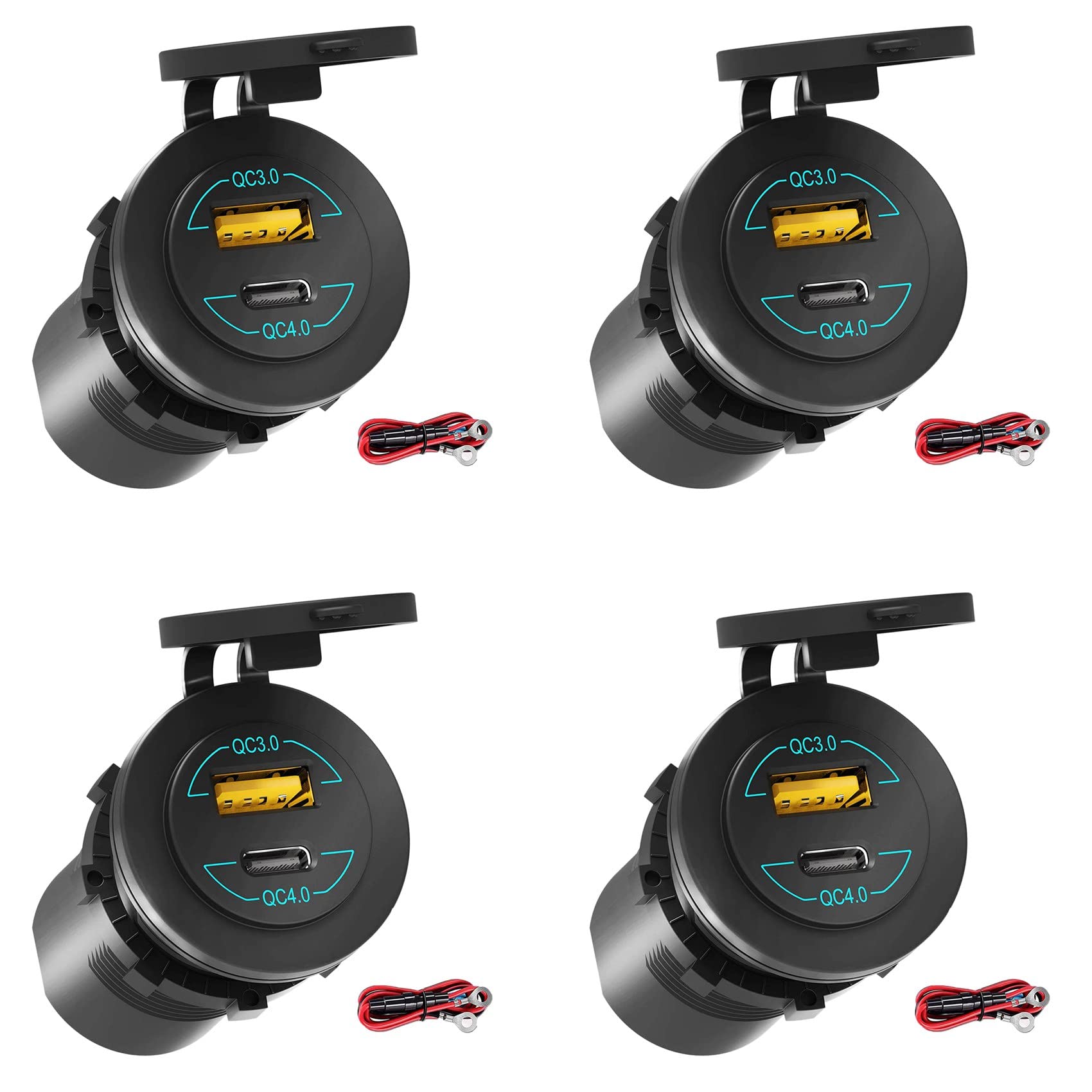 4X Quick Charge 4.0 PD QC 3.0 USB caricabatteria da auto 12 V 24 V 60 W presa USB caricabatterie rapido per auto, barca, camion, , moto