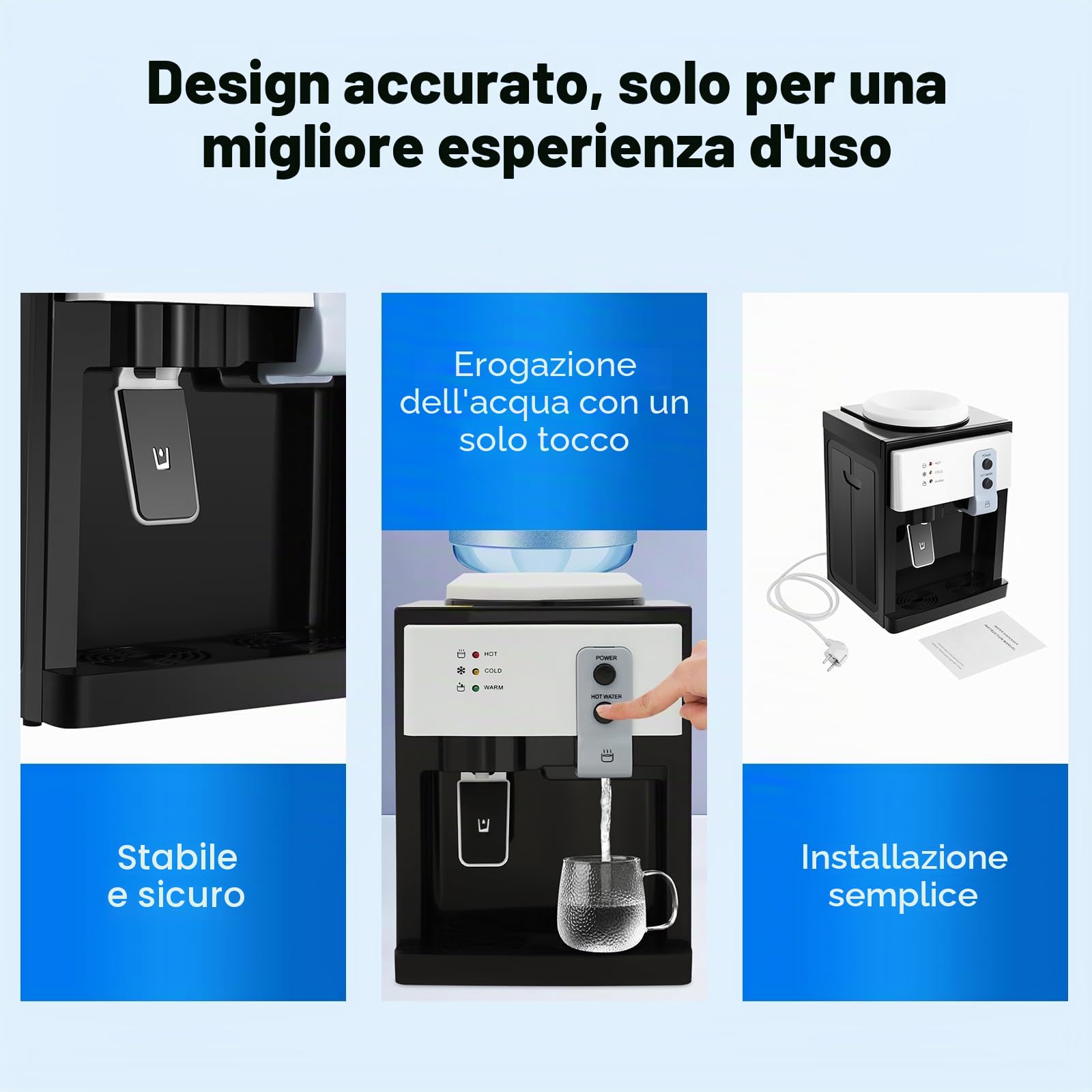 Distributore elettrico caldo e freddo, 550 W, refrigeratore e distributore di acqua potabile, per fontana d'acqua da 5 a 18 l, ufficio casa