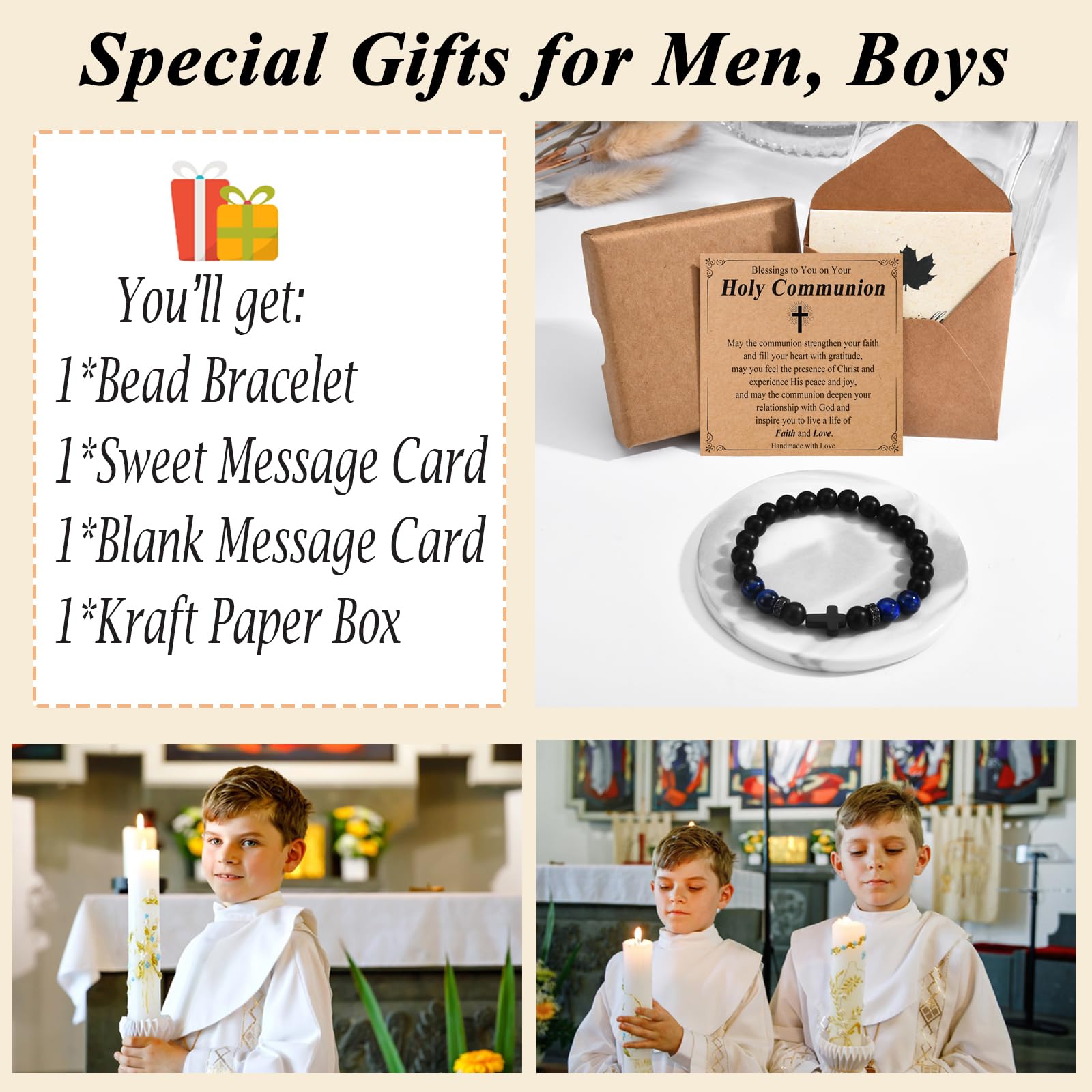 Teen Boy Gifts Cross Bracelet Confirmation First Communion Baptism Gifts for Teenager Christian Easter Boy Jewelry