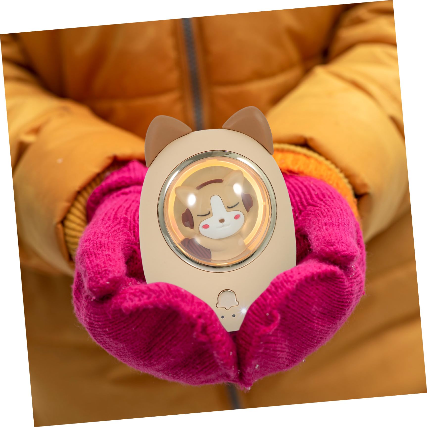 Chauffe-Mains USB Rechargeable D’Animaux Mini Chauffe-Poche Lumineux Protection Anti-Surchauffe Portable et Léger pour Activités Extérieures Hivernales