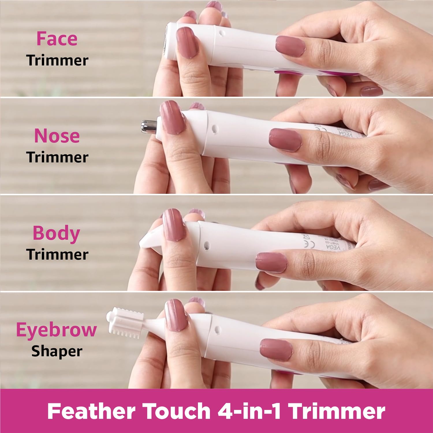 VEGA 3 in 1 Hair Styler, Straightener, Curler & Crimper (VHSCC-01), Black & Feather Touch 4-In-1 Trimmer for Women, Suitable for trimming Eyebrows, Nose, Face & Bikini Area (VHBT-03) 1