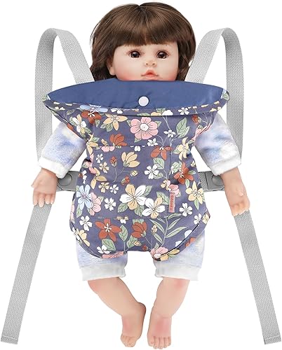 Miniatura 3 de GAGAKU Portabebés para muñecas Reborn Baby Doll Accesorios Portabebés delantero y trasero - Flores azules