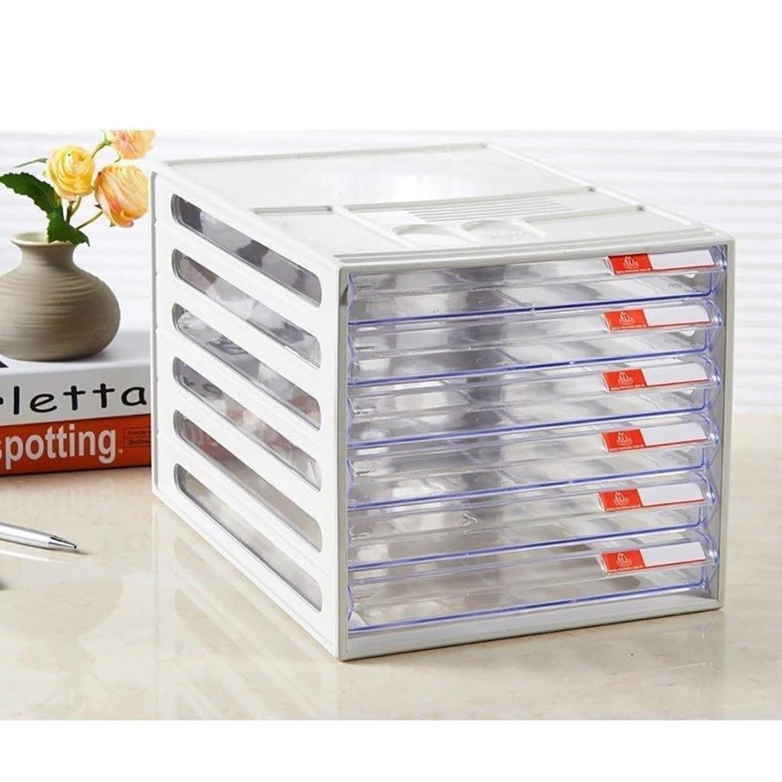Rangement Bureau Boîte De Rangement Multicouche Pour Dossiers A4, Classeur À Tiroirs Transparents, Organiseur De Bureau À Coque Creuse Pour Documents