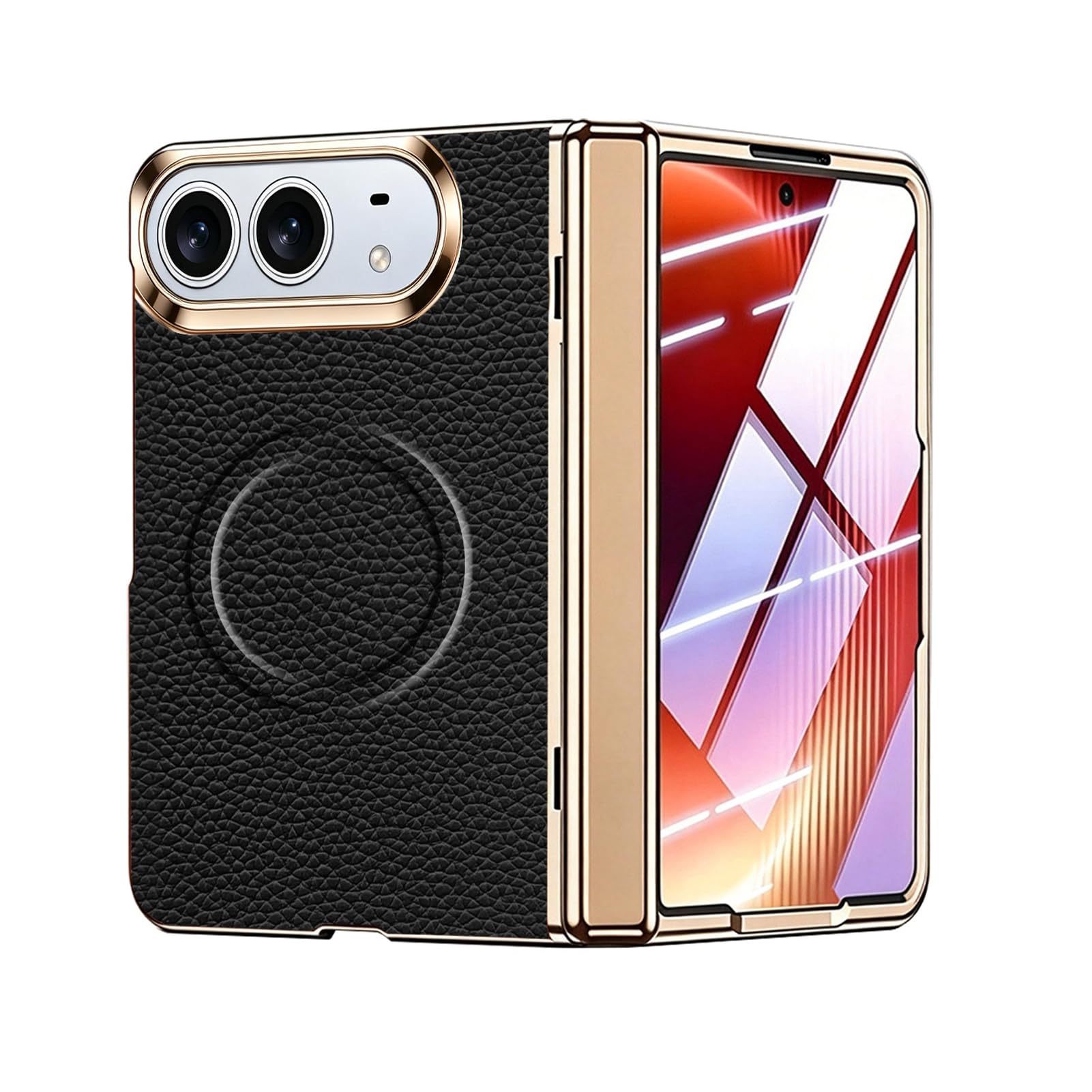 Magnétique Coque Pour iPhone Duo, Luxe Galvanisé Charnière Protection Écran